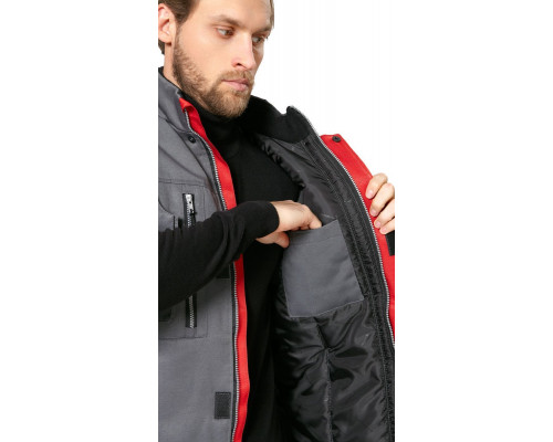 Жилет мужской утепленный рабочий "Авангард" серый-красный