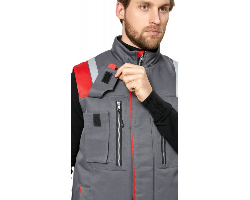 Жилет мужской утепленный рабочий "Авангард" серый-красный
